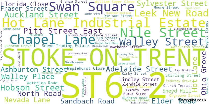 A word cloud for the ST6 2 postcode